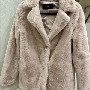 Tahari Women's Faux Fur Coat - Soft Beige